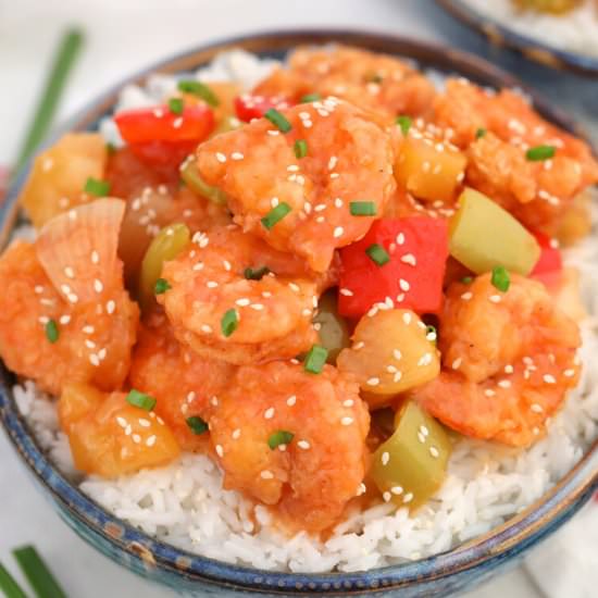 Sweet and Sour Shrimp - Recipe photo by peasandpeonies