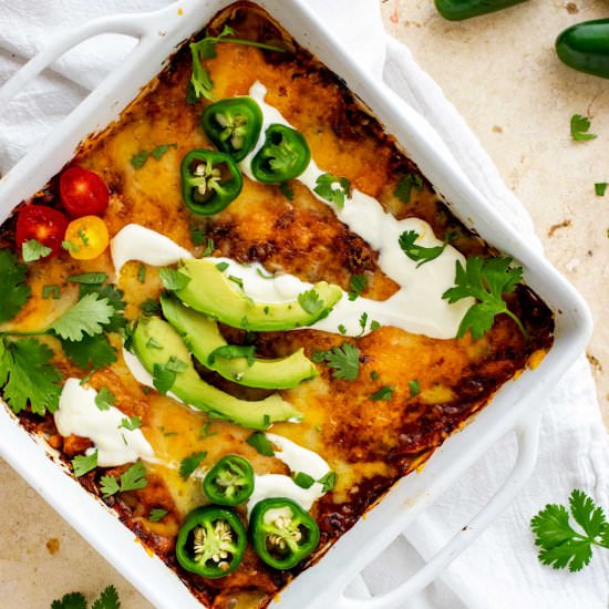 Keto Chicken Enchilada Casserole - Recipe photo by KickingCarbs