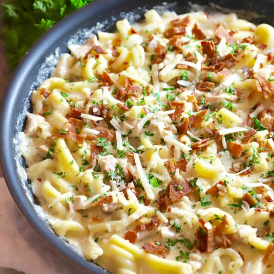 Creamy Chicken and Bacon Pasta - Recipe photo by Grits and Pinecones