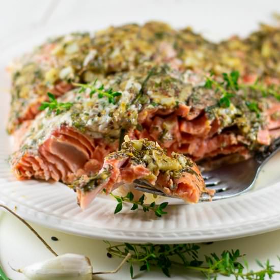 Garlic Dijon Herb Parchment Salmon - Recipe photo by a meal in mind