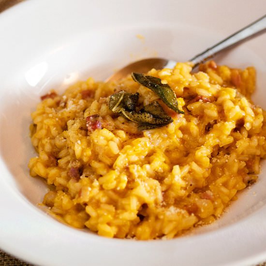 Pumpkin Pancetta Risotto - Recipe photo by TheRedheadBaker