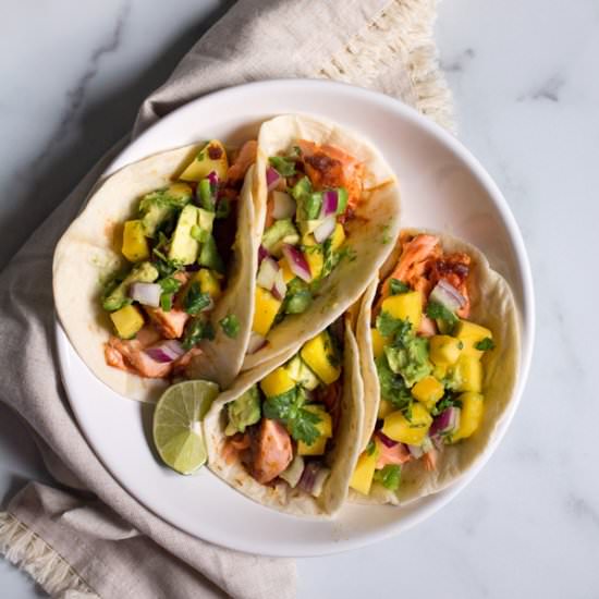 Salmon Tacos With Mango Salsa - Recipe photo by Natashas Food Adventures