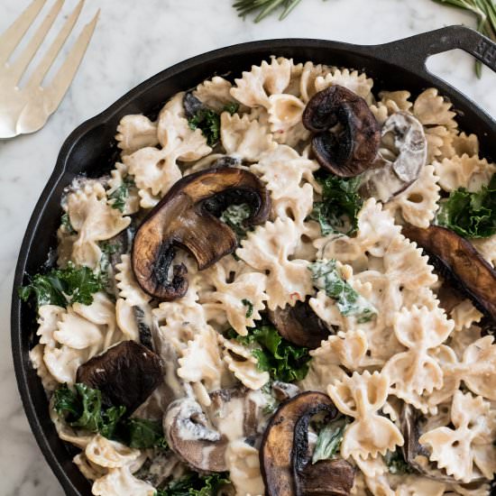 Vegan Creamy Mushroom & Kale pasta - Recipe photo by lifestyleofafoodie