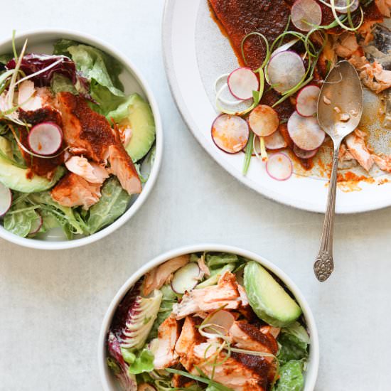 BBQ Salmon Salad with Avocado Ranch - Recipe photo by Craving California