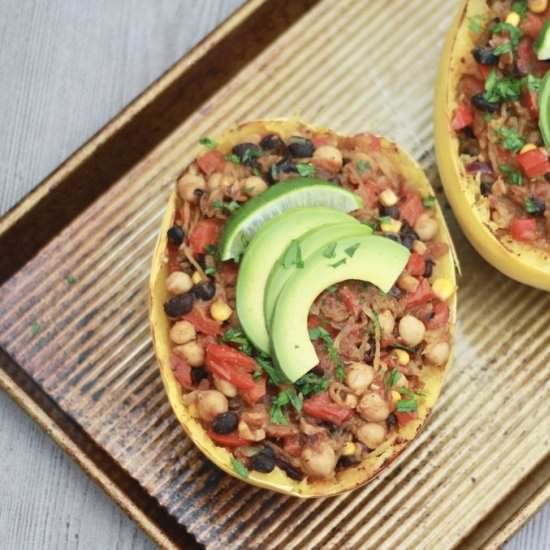 Mexican Spaghetti Squash Boats - Recipe photo by wholesomellc