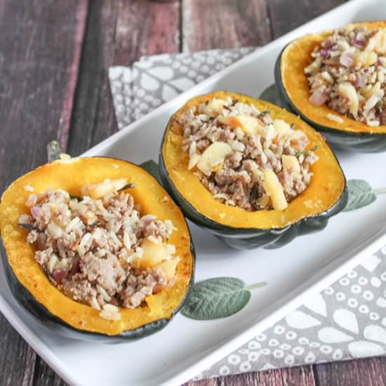 Acorn Squash stuffed with sausage - Recipe photo by Simple and Savory