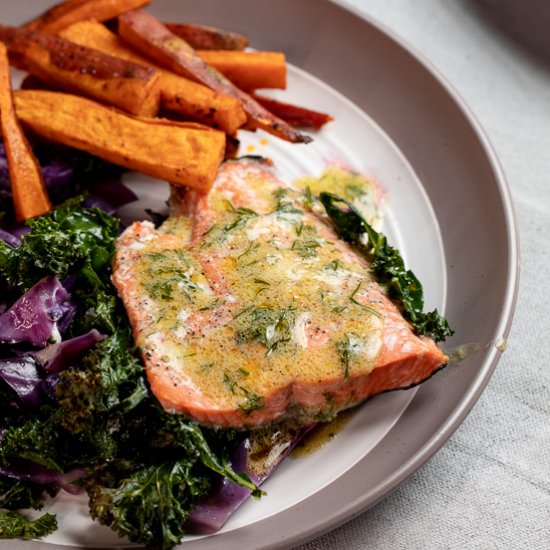 Sheet Pan Salmon with Cabbage - Recipe photo by sidewalkshoes