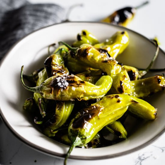Blistered Shishito Peppers - Recipe photo by saltpepperskillet