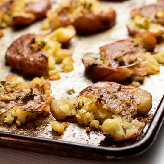 Garlic Smashed Potatoes - Recipe photo by sidewalkshoes