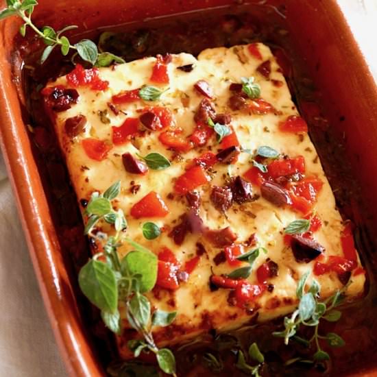 Baked Feta with Olives and Peppers - Recipe photo by cookingontheweekends