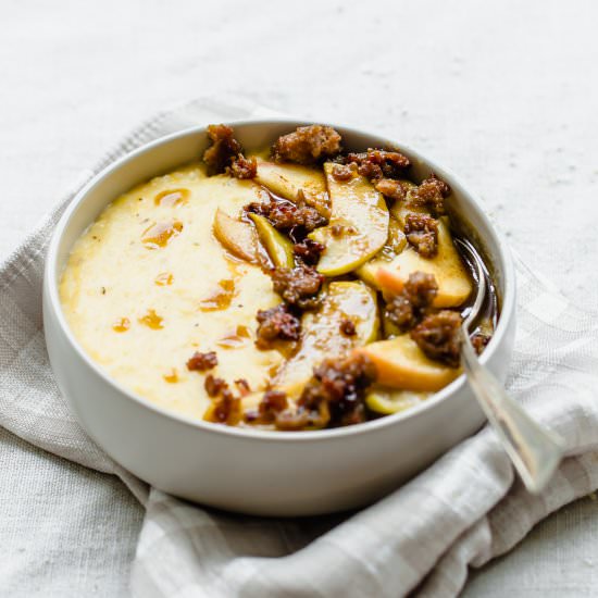 Cheese Grits with Cinnamon Apples - Recipe photo by SweetCayenne