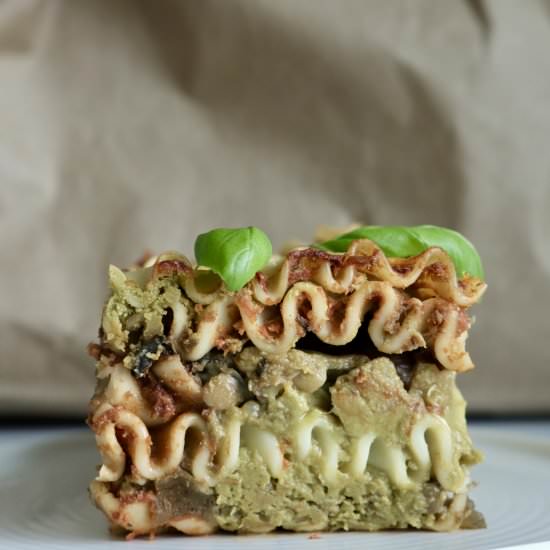 Wild Mushroom Vegan Green Lasagna - Recipe photo by HookedOnPlants