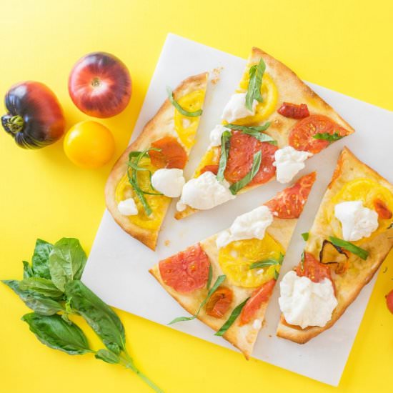 FLATBREAD WITH TOMATOES, PEPPERS - Recipe photo by aducksoven