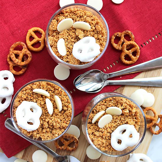 Chocolate Pots with Pretzel Topping - Recipe photo by SlowThe CookDown