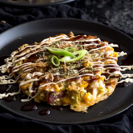 Japanese Savoury Pancakes - Recipe photo by Wandercooks