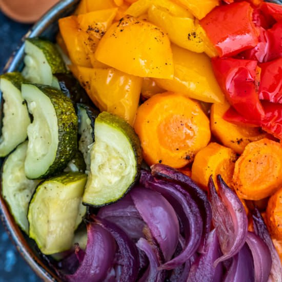 Rainbow Roasted Vegetables - Recipe photo by peasandpeonies
