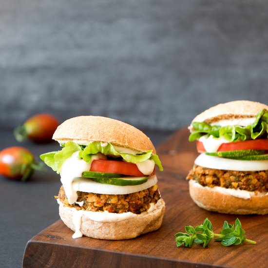 Mediterranean Chickpea Burgers - Recipe photo by Jennifers Kitchen