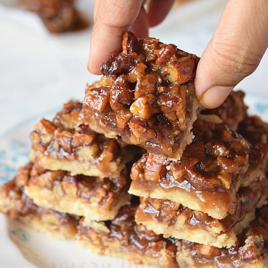 Pecan Shortbread Bars - Recipe photo by Savory Bites