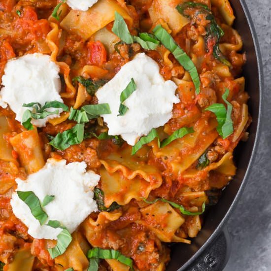 Easy Skillet Lasagna - Recipe photo by rachelcooksblog