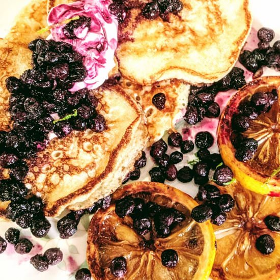 Ricotta Pancakes with Blueberry Com - Recipe photo by CulinaryBeets
