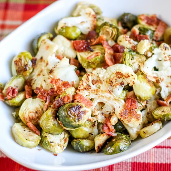 ROASTED CAULIFLOWER & BRUSSELS - Recipe photo by Stylish Cravings