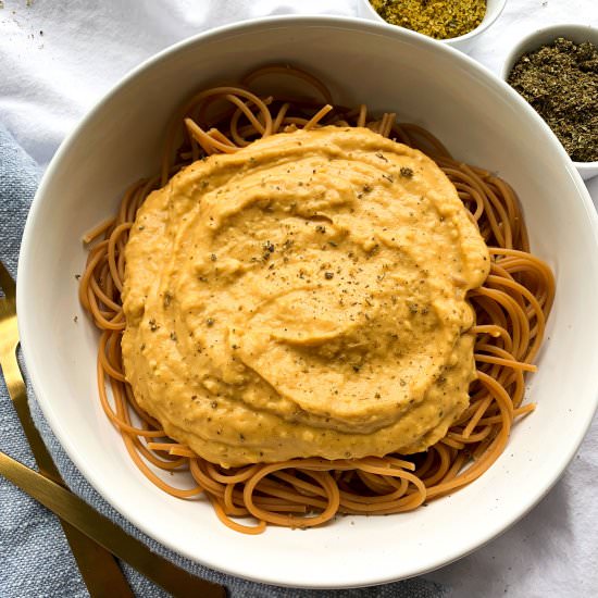 Vegan Sweet Potato Pasta Sauce - Recipe photo by hellospoonful