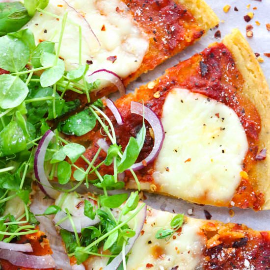 Chickpea Flour Crust Pizza - Recipe photo by Pinchmegood