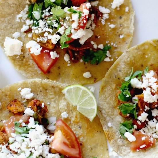 Chicken tacos with Queso Fresco - Recipe photo by Rainbow Delicious