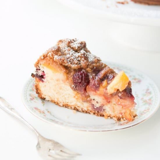 BLACKBERRY PEACH COBBLER COFFEE CAKE - Recipe photo by sweetbasil