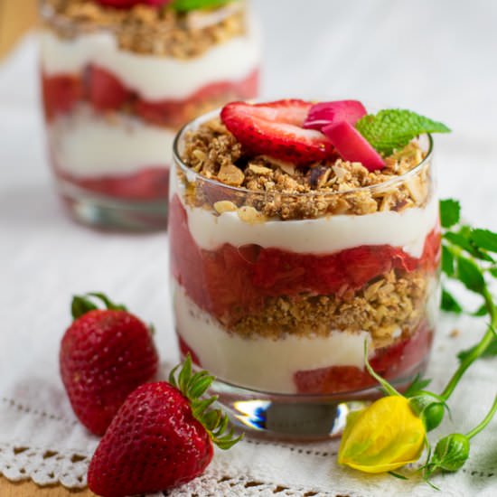 Strawberry Rhubarb Mint Parfaits - Recipe photo by a meal in mind