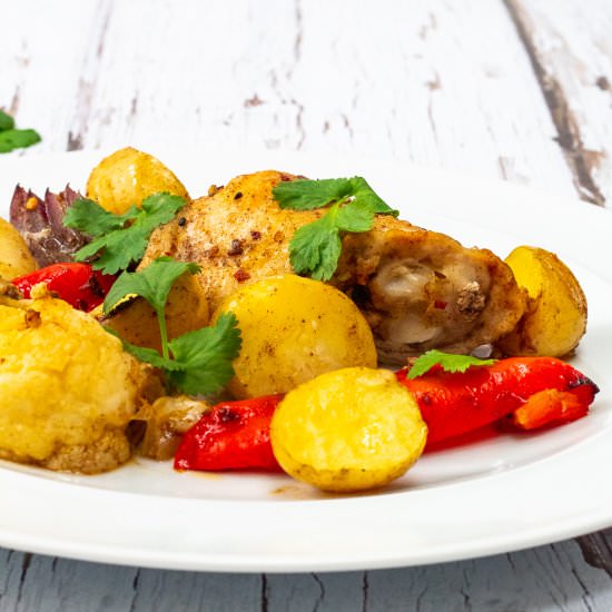 Ras el Hanout Chicken Tray Bake - Recipe photo by Searchingforspice