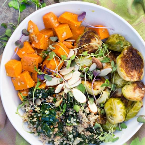 Roasted Veggie Buddha Bowl - Recipe photo by panning the globe