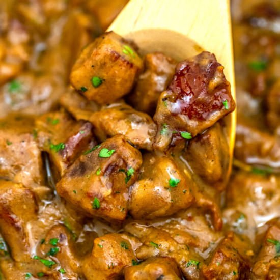 Beef Tips and Gravy - Recipe photo by peasandpeonies