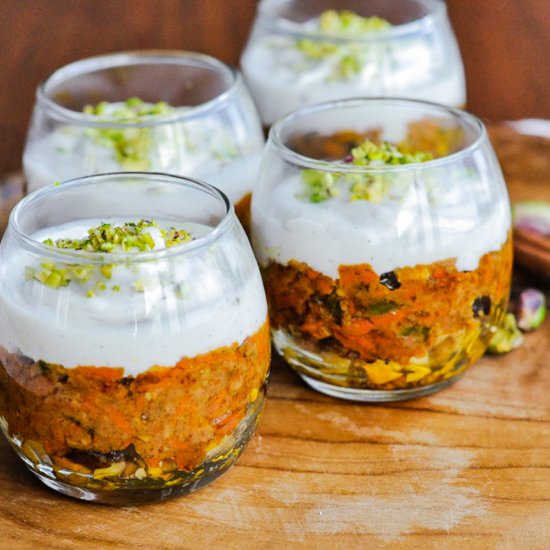 CARROT HALWA TRIFLE (VEGAN, GLUTEN - Recipe photo by Veggiecurean