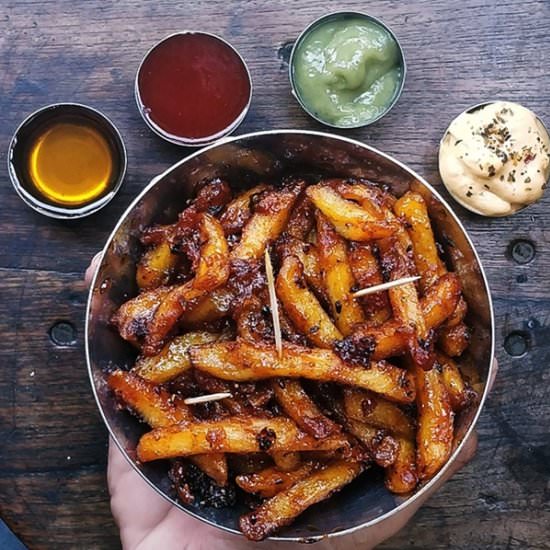 GARLICKY HONEY POTATOES - Recipe photo by Sowmya Sundararajan