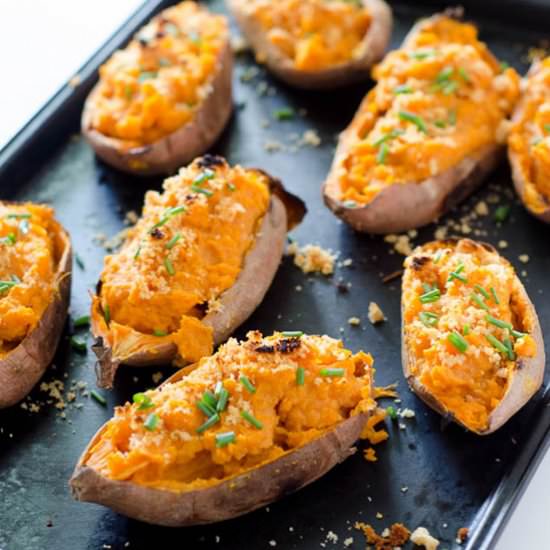 Twice Baked Sweet Potatoes - Recipe photo by paleoscaleo