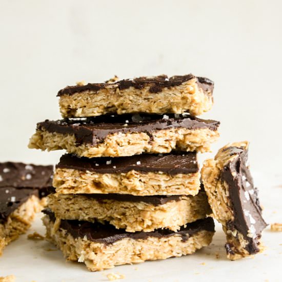 Peanut Butter Oat Bars - Recipe photo by The Desserted Girl
