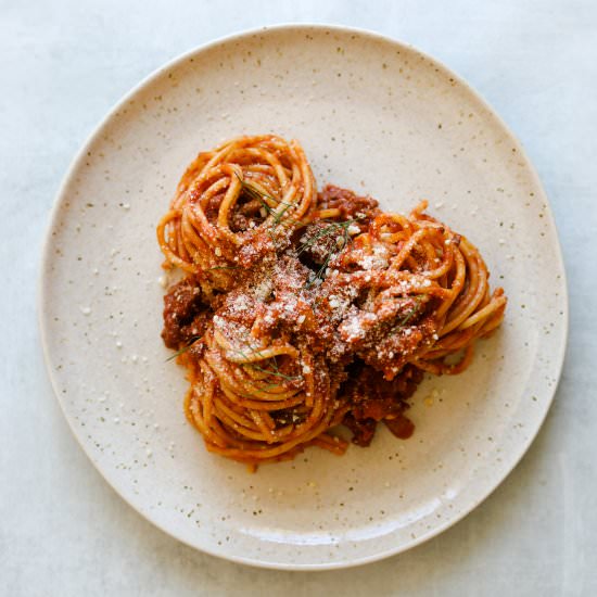 Fennel + Pork Bolognese - Recipe photo by Craving California