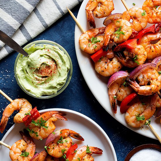 Shrimp Kabobs with Creamy Avocado - Recipe photo by unicorns in the kitchen