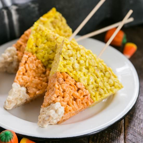 Candy Corn Rice Krispie Treats - Recipe photo by thatskinnychickcanbake