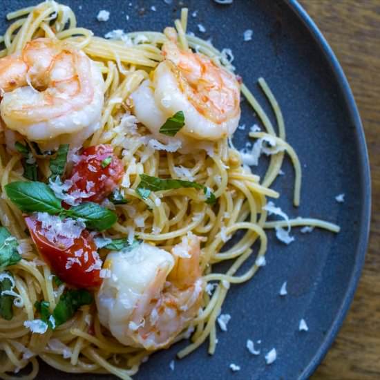 Shrimp Pasta With Tomatoes & Basil - Recipe photo by Or Whatever You Do