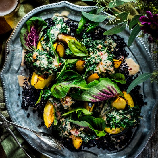 Curried Kale w Acorn Squash - Recipe photo by rhubarbandcod