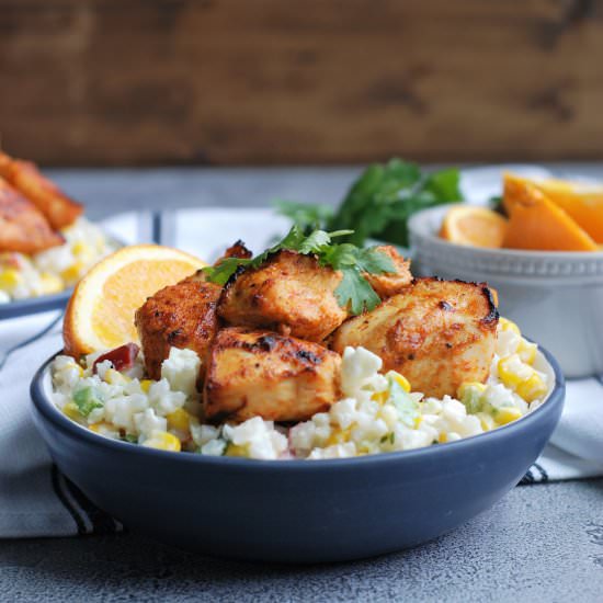 Orange Chicken, Mex Street Corn - Recipe photo by fleurdelectable