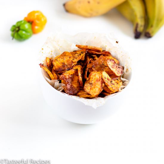 Oven Baked Jerk Plantain Chips - Recipe photo by Tasteefulrecipes