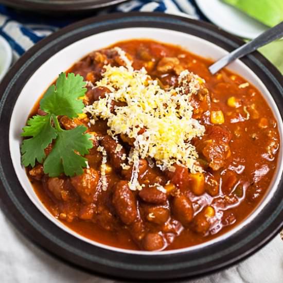 Slow Cooker Turkey Chili - Recipe photo by therusticfoodie