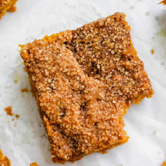 Pumpkin Snickerdoodle Blondies - Recipe photo by ourbalancedbowl
