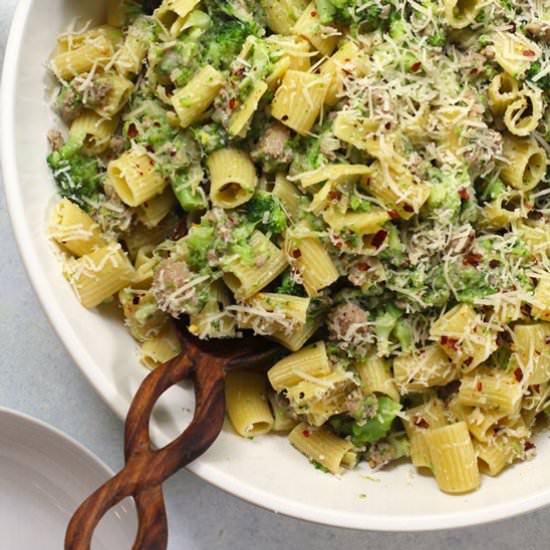Rigatoni Pasta w Sausage & Broccoli - Recipe photo by suebeehomemaker