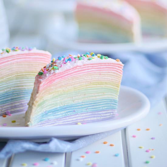 30-Layer Rainbow Mille Crepe Cake - Recipe photo by indulgewithmimi