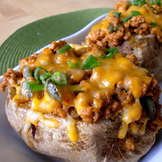 Turkey Sloppy Joe Stuffed Potatoes - Recipe photo by amycaseycooks