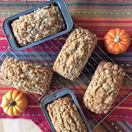Pumpkin Streusel Bread Mini Loaves - Recipe photo by amycaseycooks